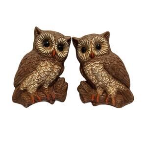Vintage Pair of Owls Wall Decor Seventies 70's